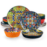 KOMBISERVICE 16-teilig Steinzeug Geschirrset Böhmischer Stil - Multicolor, Keramik (27.2/2.3/27.2cm) - Kaket