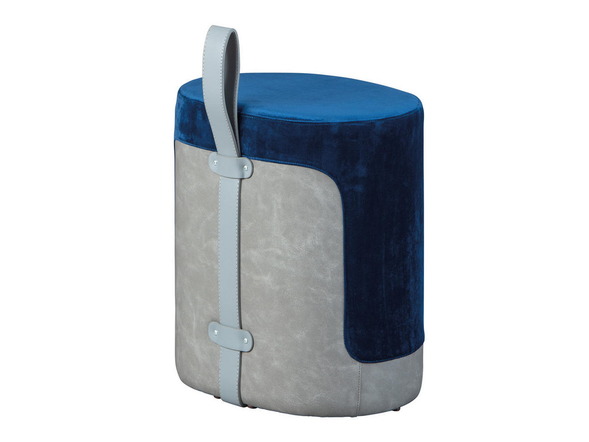 POUF blau und grau - Blau, Holzwerkstoff (38/43/32cm) - ebuy24