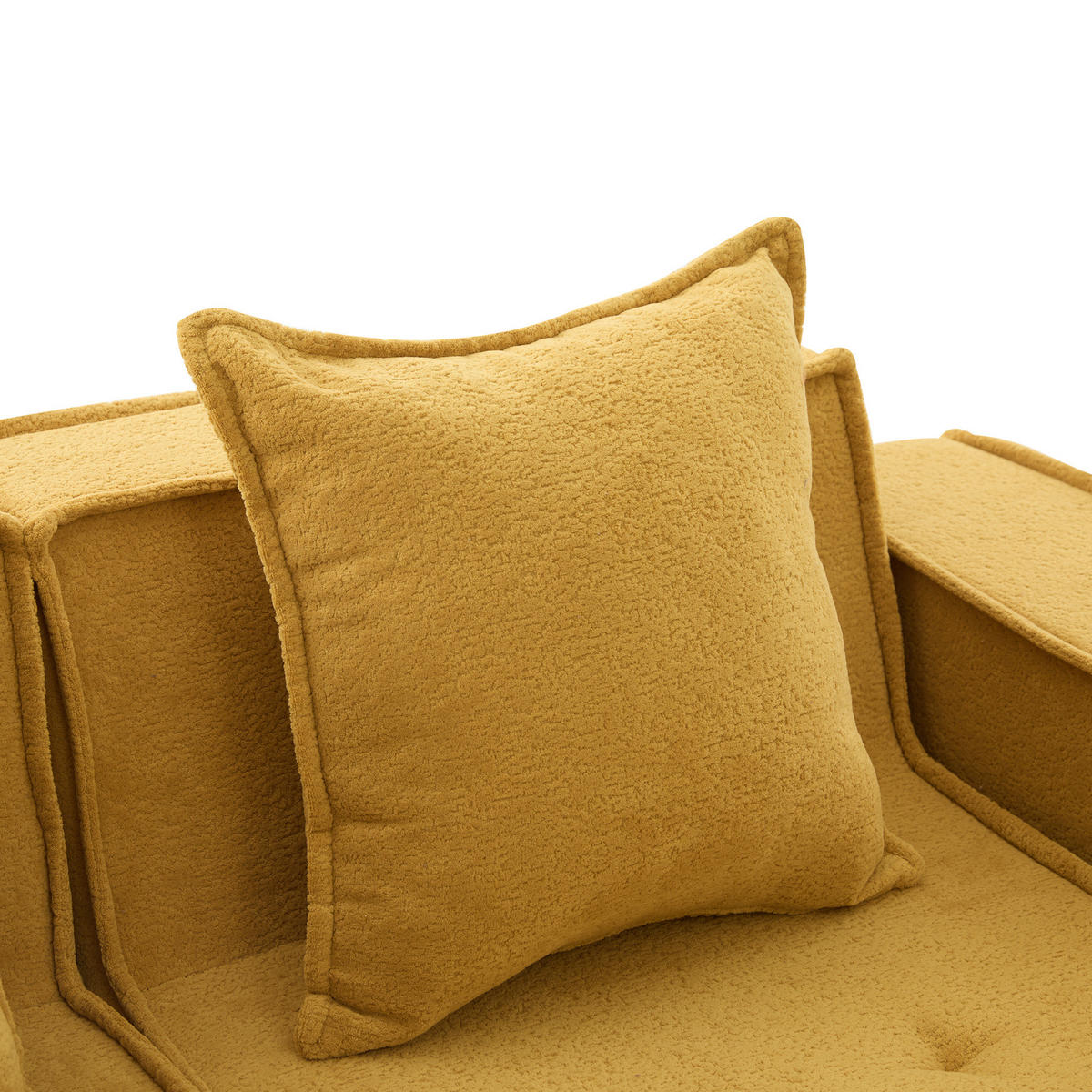 2-SITZER-SOFA 162/78/66 cm mit 2 Kissen, Seitentaschen und modularer Chenille-Polsterung, Senfgelb - Gelb, Textil (162/66/78cm) - Redom