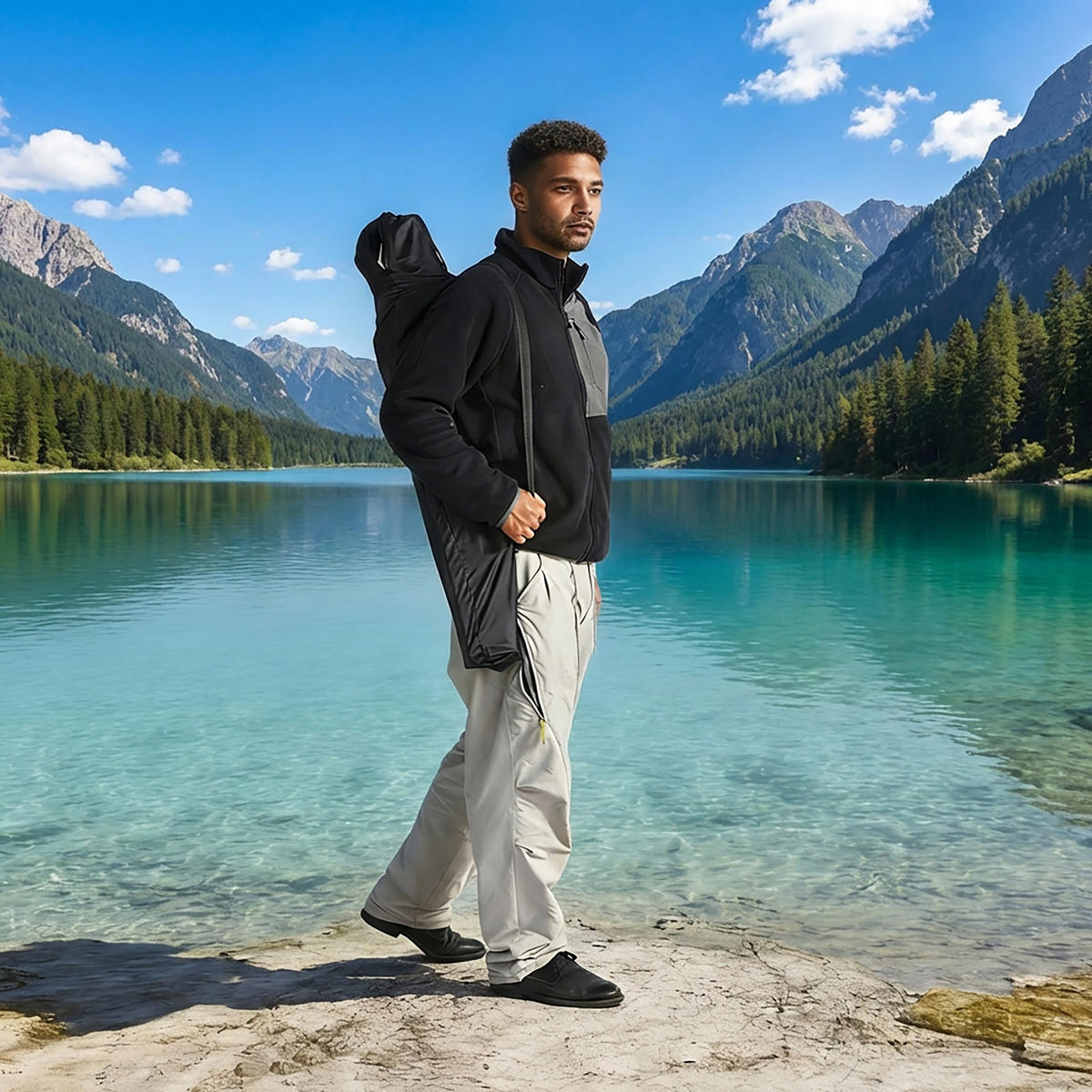 2XSKLÁDACÍ židle - černá, kov/textil (81/97/54cm) - Relaxdays