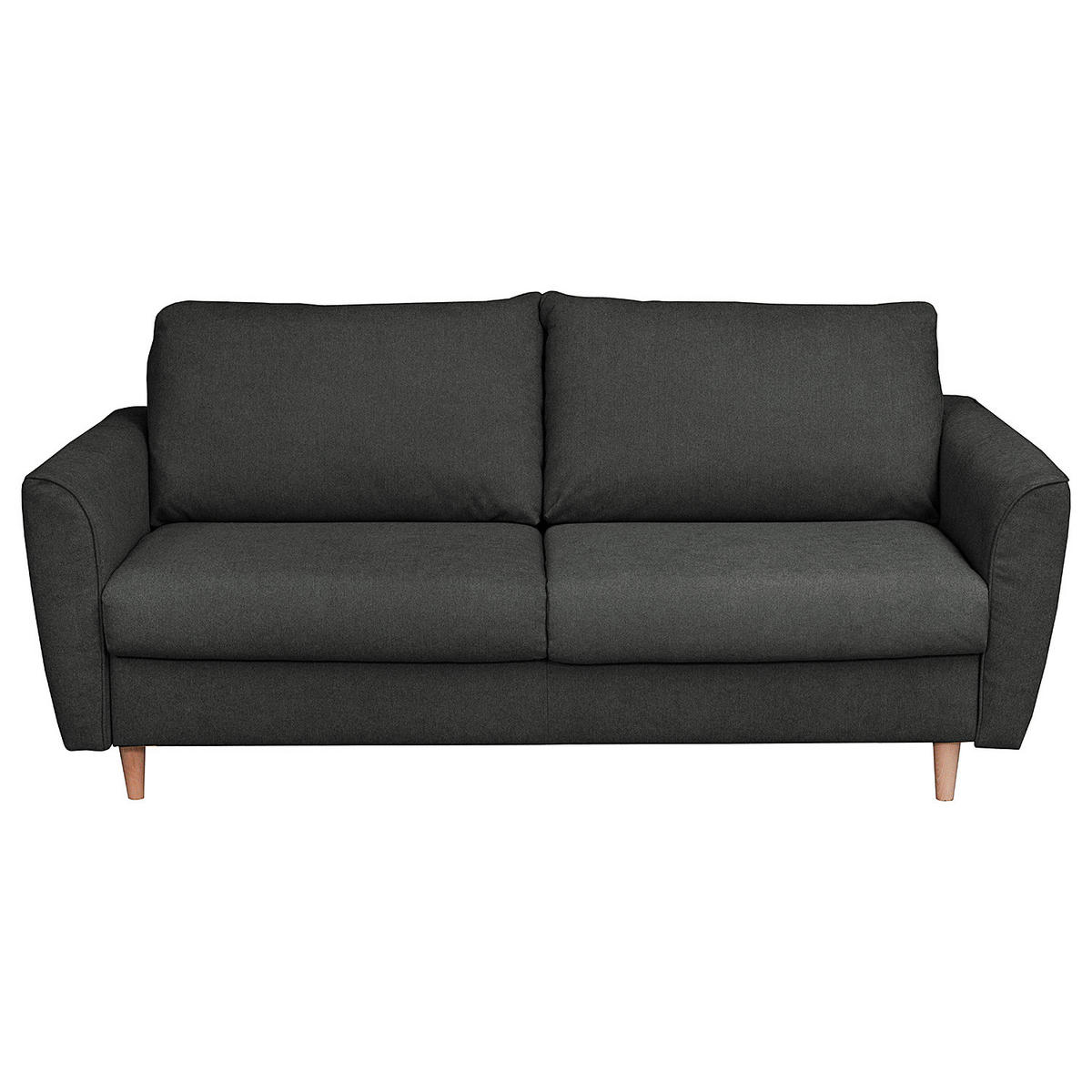 SCHLAFSOFA mit Matratze - Webstoff - Anthrazit/Buchefarben, Buchenholz/Textil (195/90/102cm) - home24