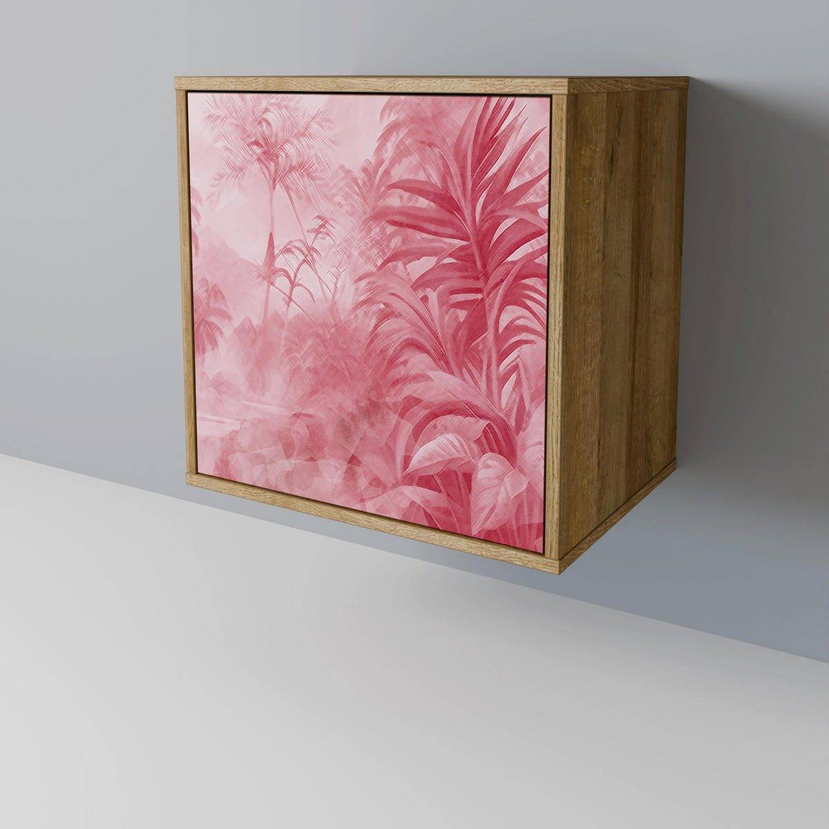SIDEBOARD SWEET TROPICS, Eichefarben, 57,5x42x72,5 cm, Schwarze Metallfüße - Eichefarben/Multicolor, Holzwerkstoff/Metall (57.5/72.5/42cm) - SpaceRebels