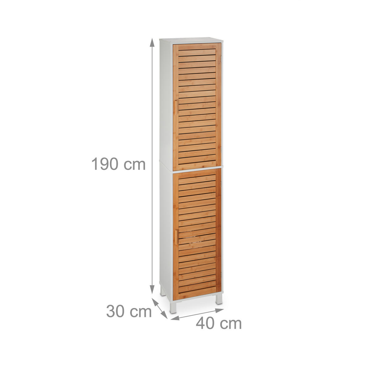 BADEZIMMERSCHRANK - Naturfarben/Weiß, Holz/Holzwerkstoff (40/190/30cm) - Relaxdays