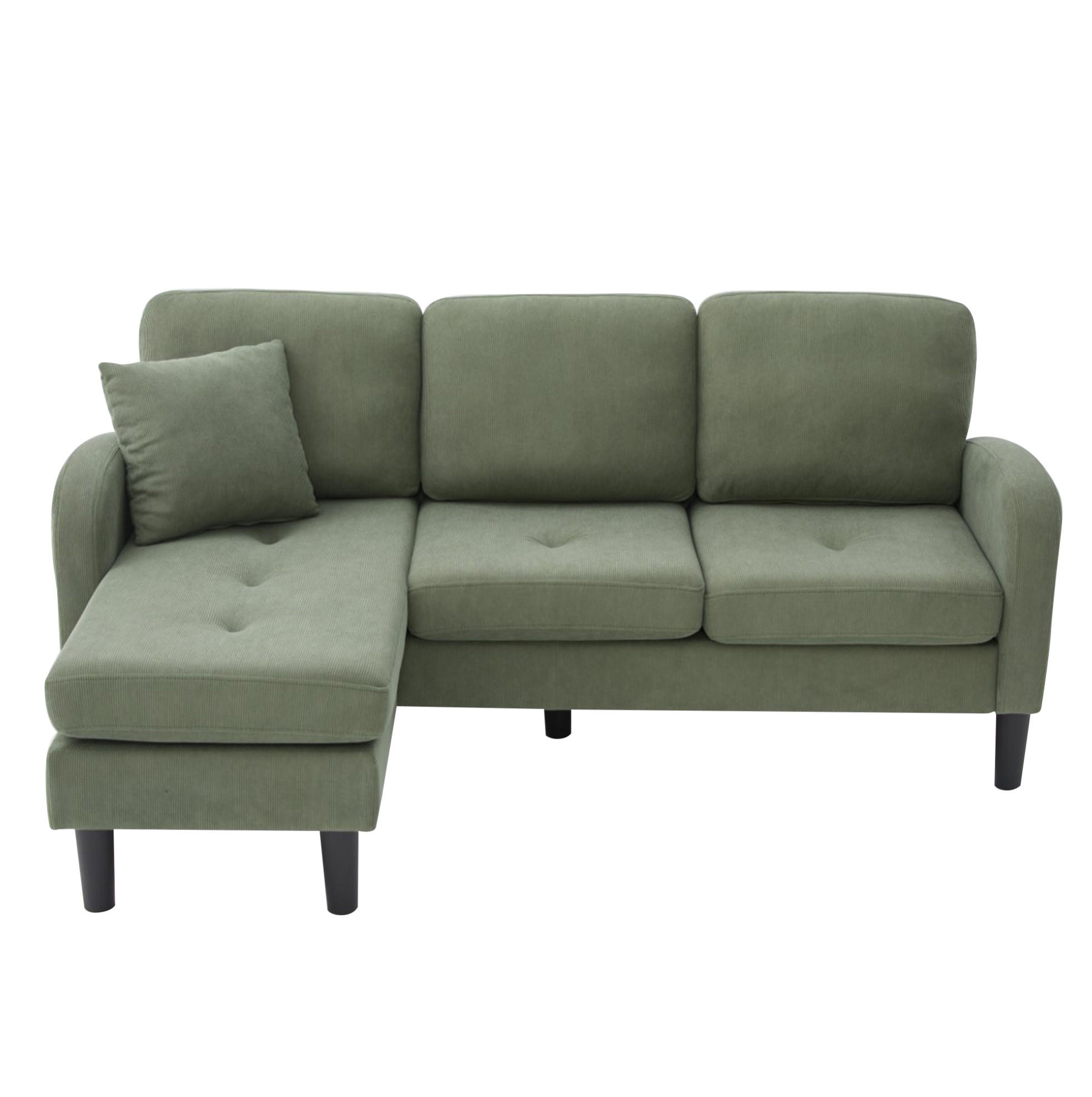 SOFA modular mit Chaiselongue 166 x 118 x 77 cm Cord Green 3-Sitzer - Grün, Kunststoff (166/118cm) - IVMEU