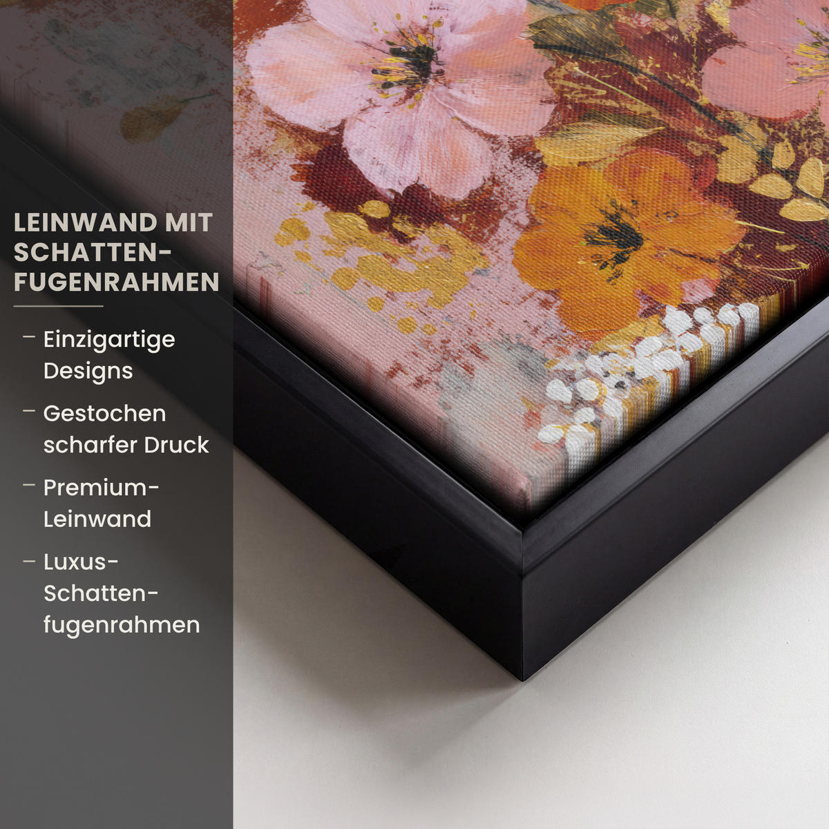 LEINWAND Bilder mit Rahmen - Malerei - Blumen - Rustikal - Rosa - 20x20 - Altrosa, Textil (20/20cm) - MuchoWow
