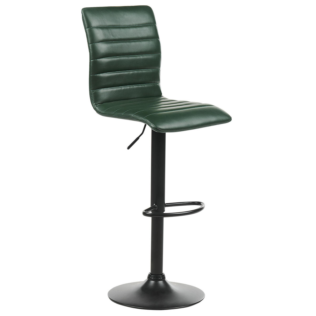 BARHOCKER 2er-Set Kunstleder dunkelgrün/schwarz höhenverstellbar Lucerne - Schwarz/Grün, Kunststoff (39/49cm) - Beliani