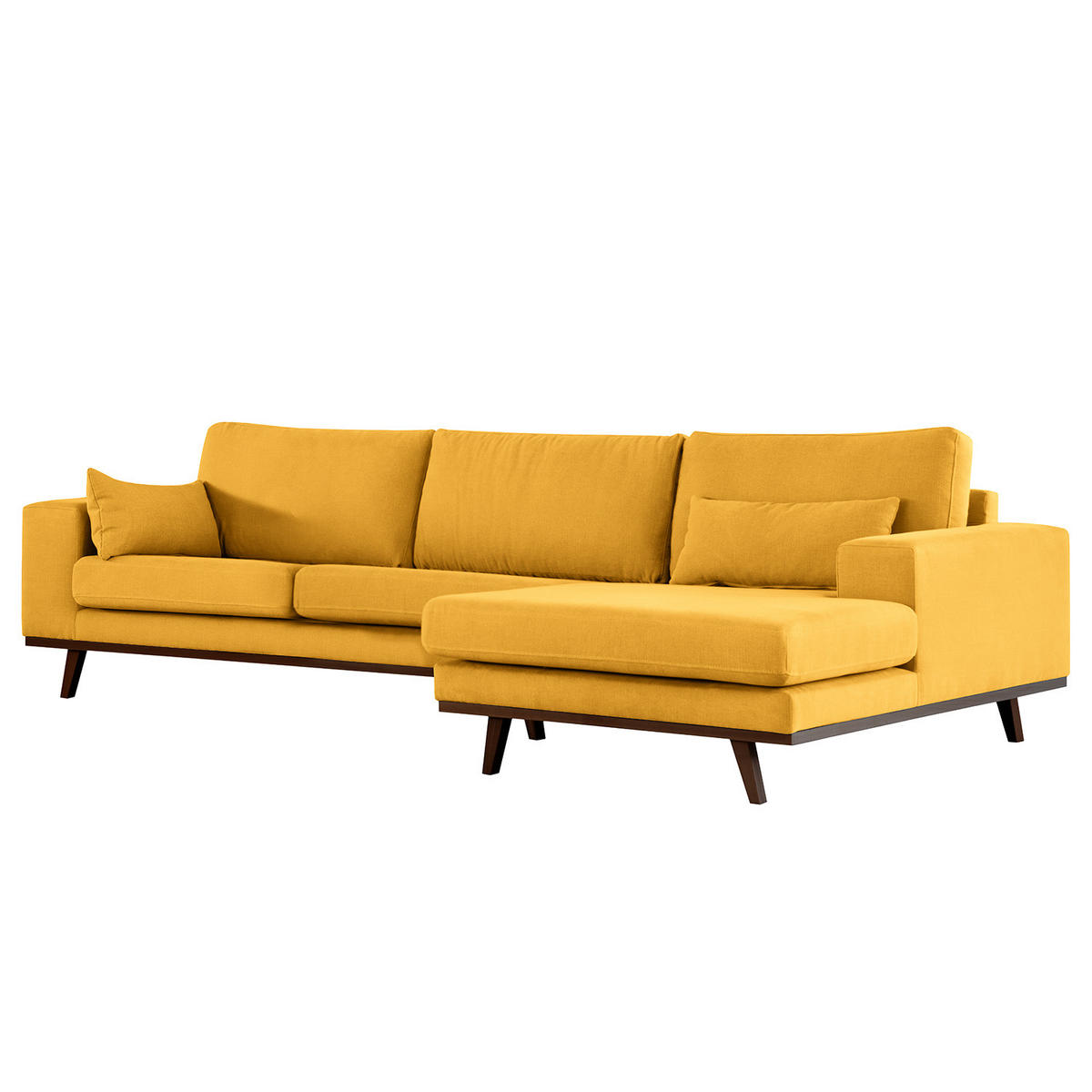 ECKSOFA mit Longchair - Gelb/Buchefarben, Buchenholz/Textil (281/153cm) - home24