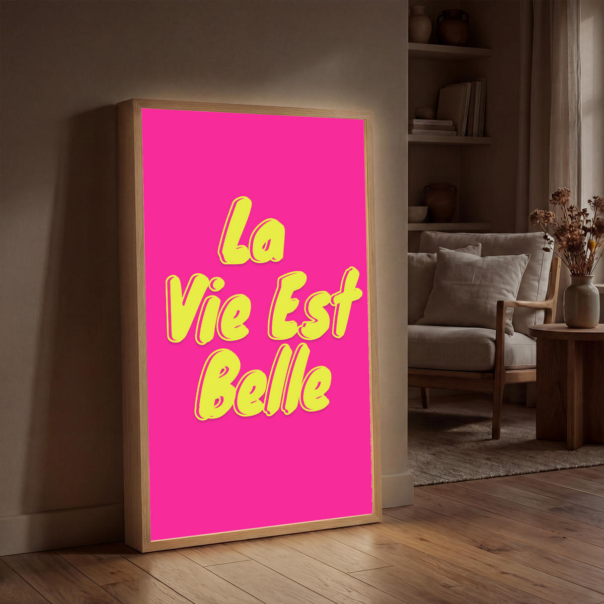 NÁSTĚNNÁ LAMPA S AKUMULÁTOREM Citace - Retro - Pink 70x100 cm - růžová, kompozitní dřevo (70/100/8cm) - OnlyWow