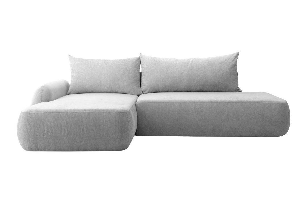 ECKSOFA Mit Schlaffunktion Und Bettkasten, Velvet-Stoff Vena, Grau, Links, HELA I - Grau, Holz (302/184cm) - Kaiser Möbel