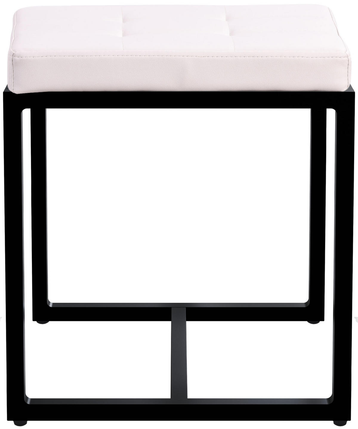 SITZWÜRFEL eckig 40/40/48 cm Lederlook creme - Creme/Schwarz, Textil/Metall (40/48/40cm) - CLP