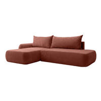 ECKSOFA Mit Schlaffunktion Und Bettkasten, Velvet-Stoff Vena, Kupfer, Links, HELA I - Kupferfarben, Holz (302/184cm) - Kaiser Möbel