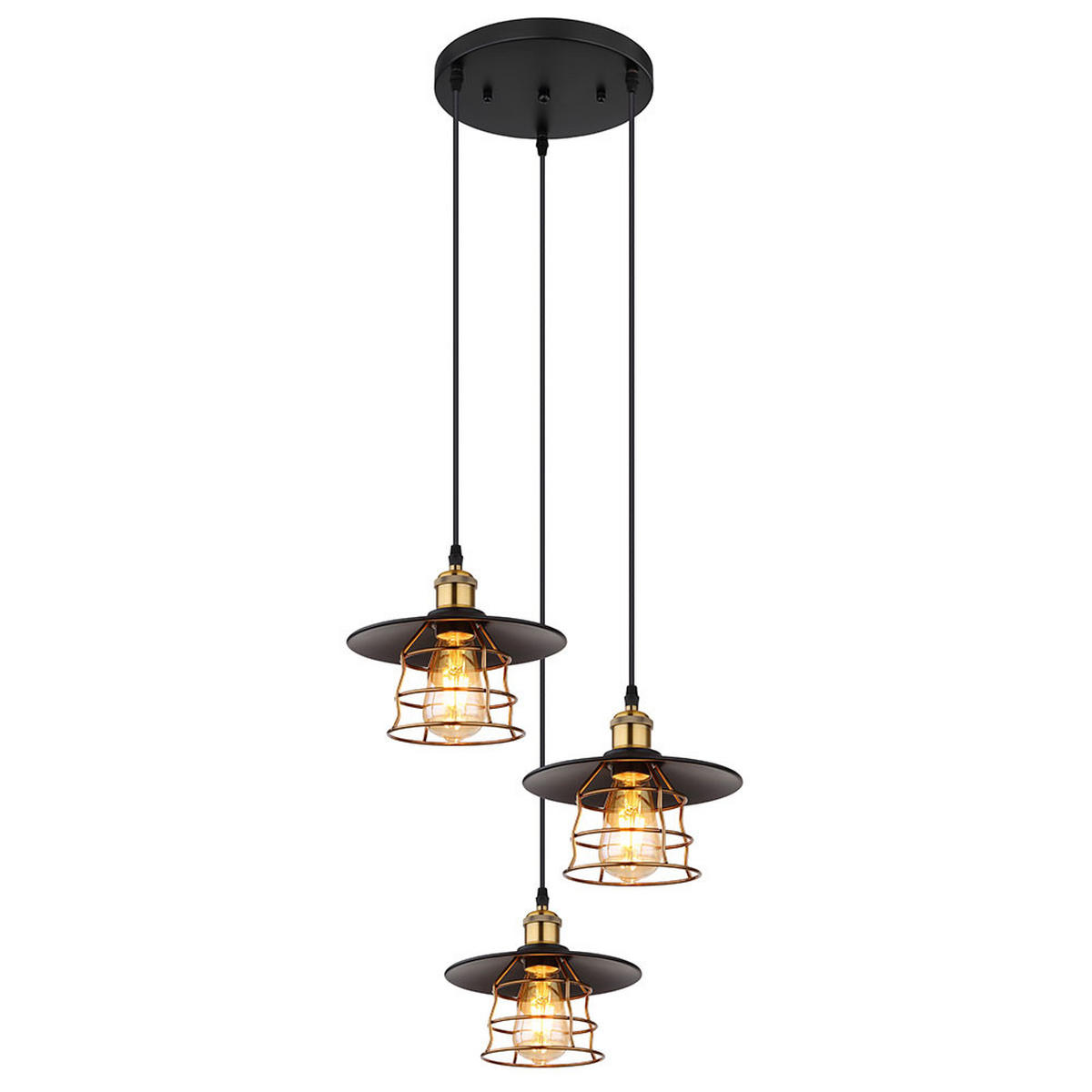 HÄNGELEUCHTE VIEJO Metall Schwarz Gitter - Schwarz, Metall (33/33/150cm) - Globo Lighting