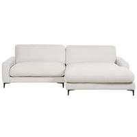 3-SITZER-ECKSOFA cremeweiß rechtsseitig Maloy - Schwarz/Weiß, Textil (272/189cm) - Beliani