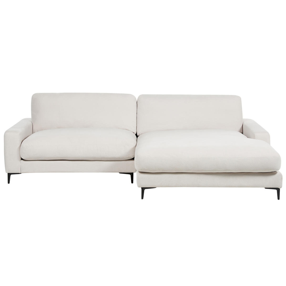 3-SITZER-ECKSOFA cremeweiß rechtsseitig Maloy - Schwarz/Weiß, Textil (272/189cm) - Beliani