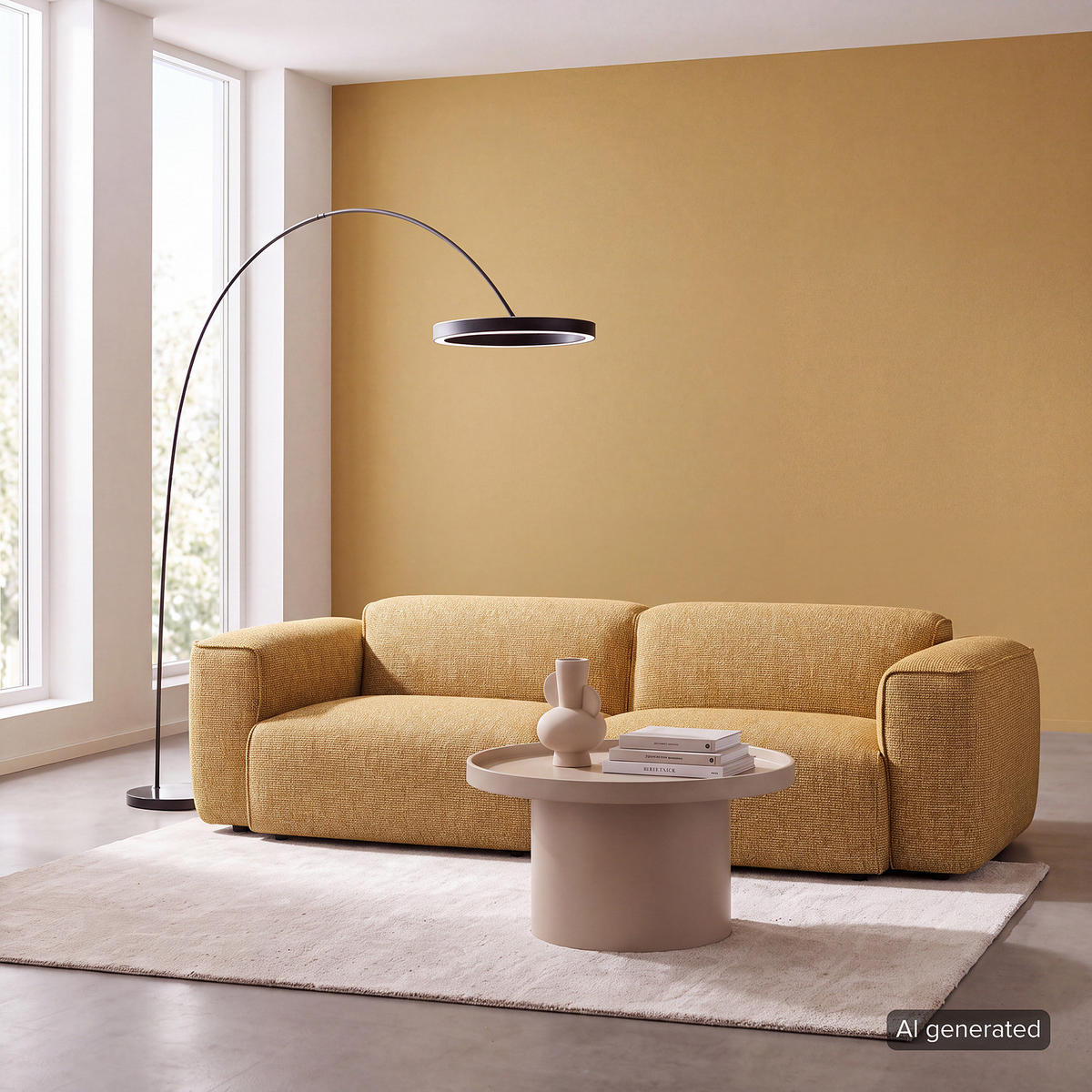 3-SITZER SOFA - Schwarz/Honig, Kunststoff/Textil (251/71/102cm) - home24