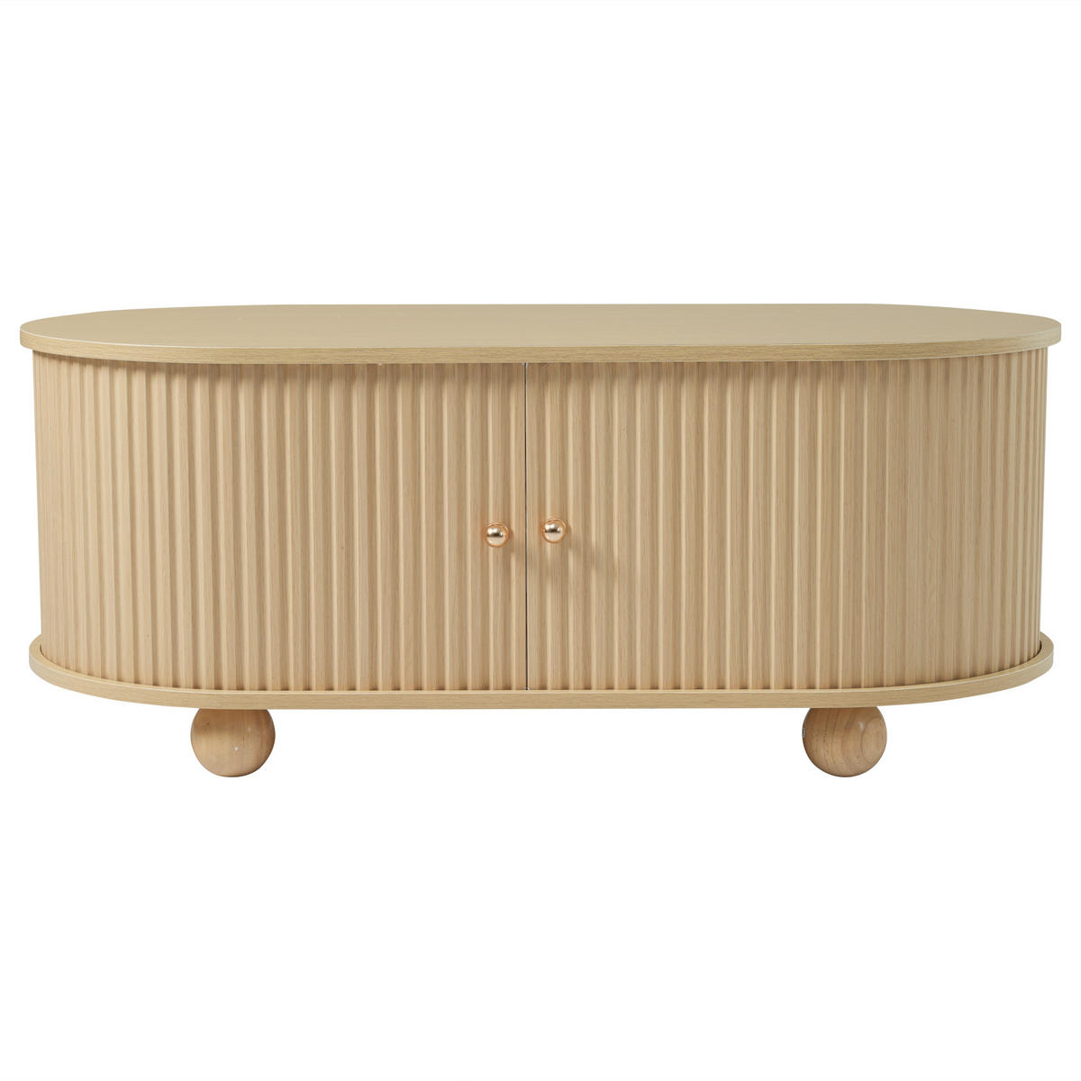 COUCHTISCH 100/50/40 cm, Holzfarbe, mit Stauraum und Schiebetüren - Naturfarben, Holz/Holzwerkstoff (50/100/40cm) - CHICFURN