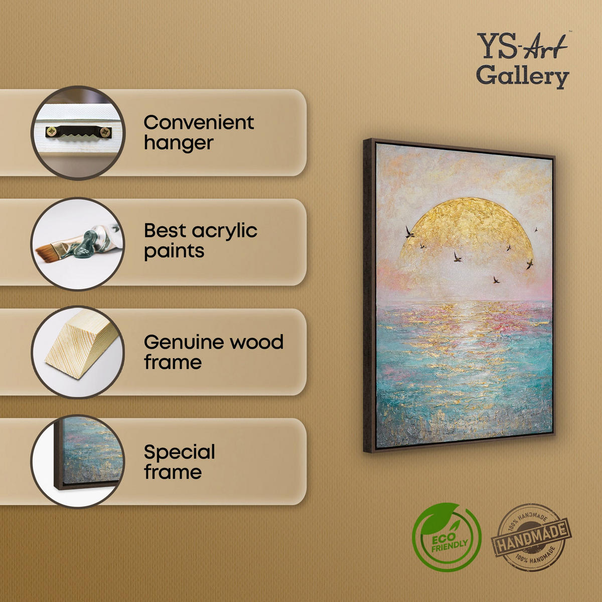 GEMÄLDE Sonnenuntergang Schattenfugenrahmen Grau 70x50 cm - Grau, Holz (70/50cm) - YS-art gallery
