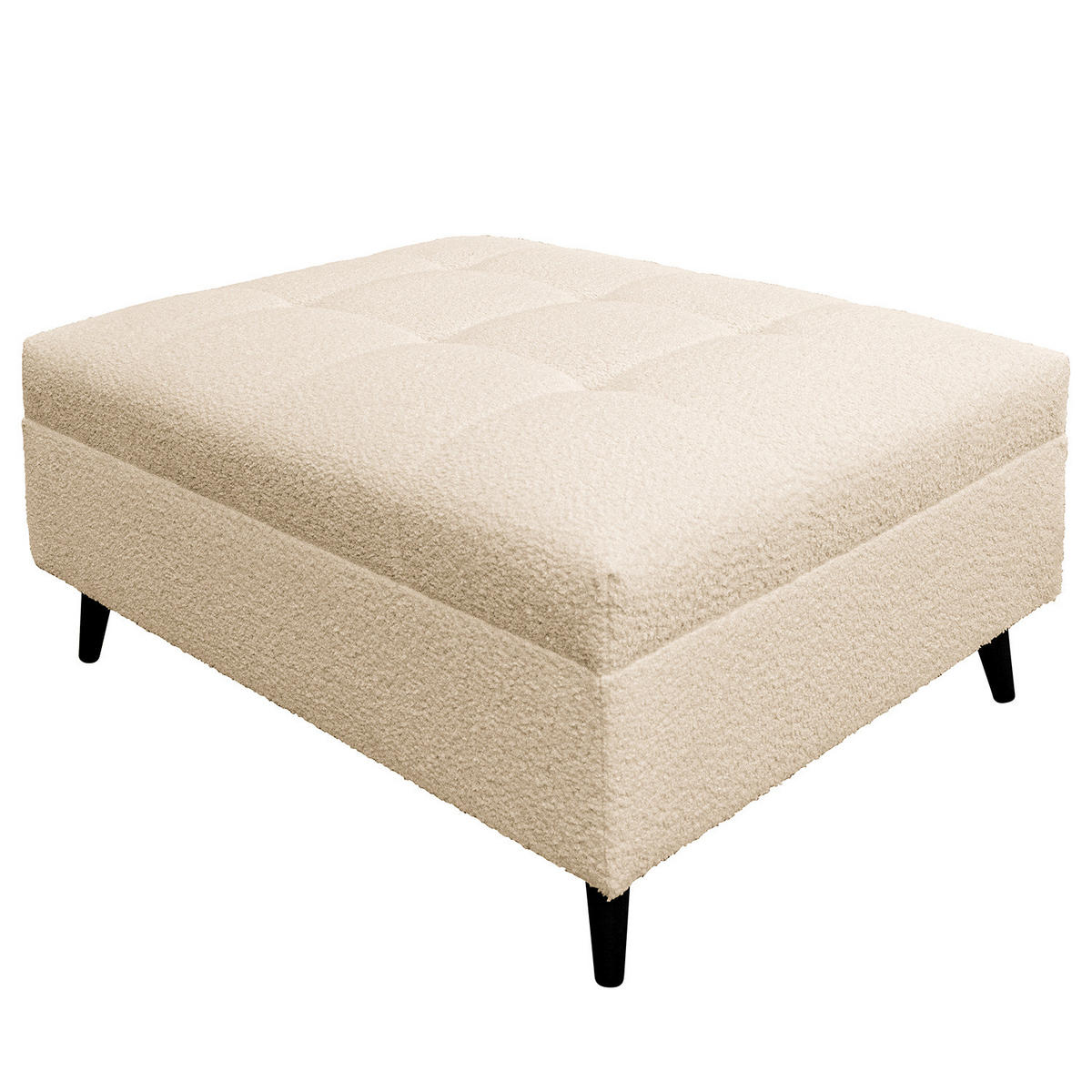 ECKSOFA mit Ottomane und Hocker - Beige/Schwarz, Birkenholz/Textil (247/174cm) - home24