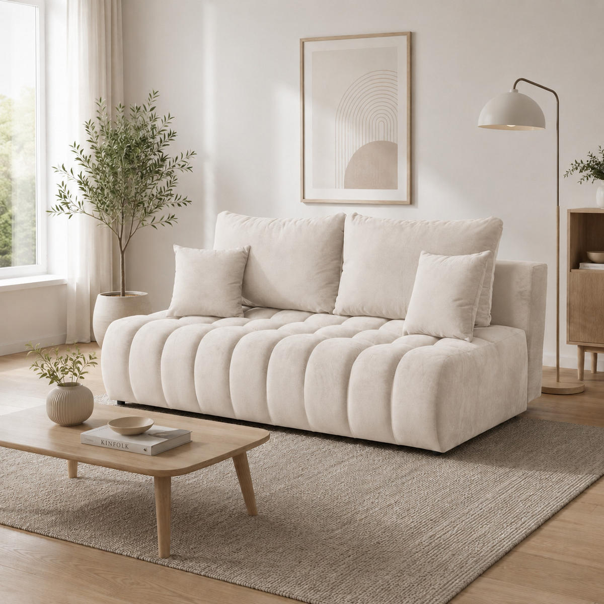 SOFA 200 cm in Beige - Beige, Textil (200/92/115cm) - Home Collective