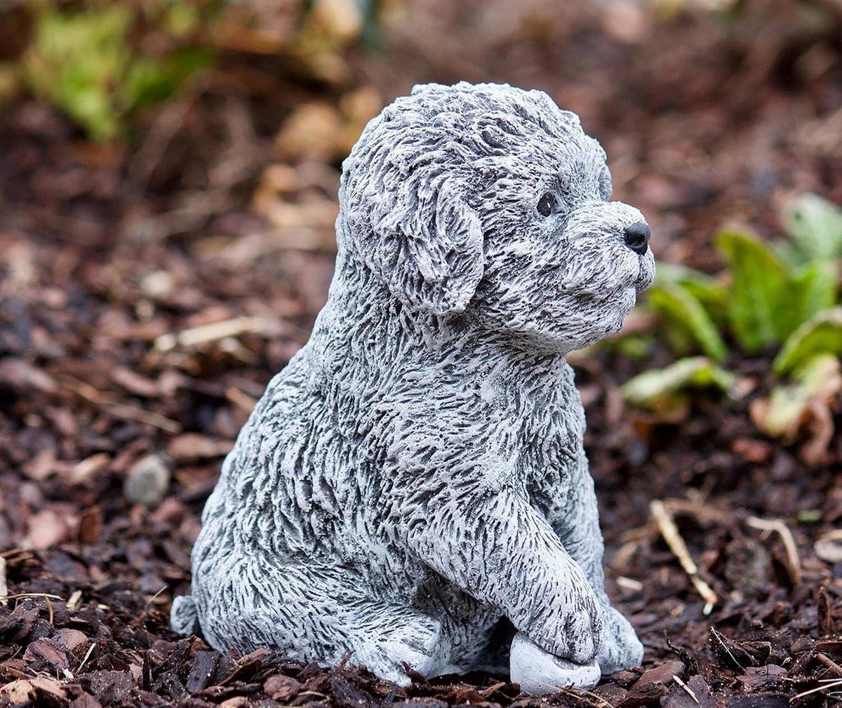 STEINFIGUR Malteser Havaneser Welpe, Frostfest - Grau, Stein (11/15/13cm) - stoneandstyle