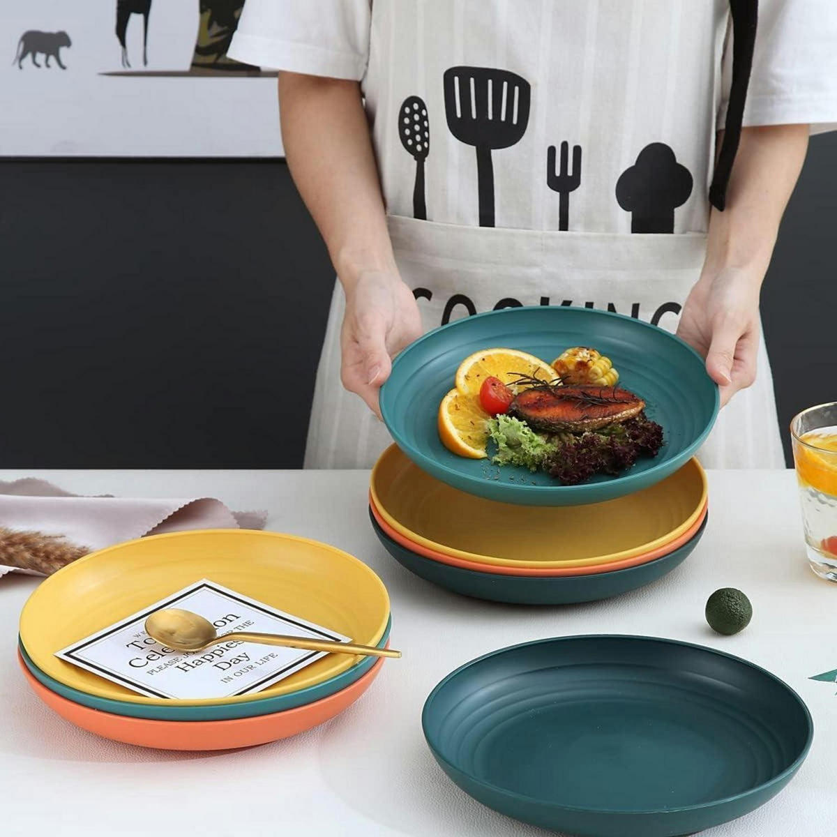SPEISETELLER 8er Set 23 cm Kunststoff Mischfarbe - Multicolor, Kunststoff (23/23/2cm)