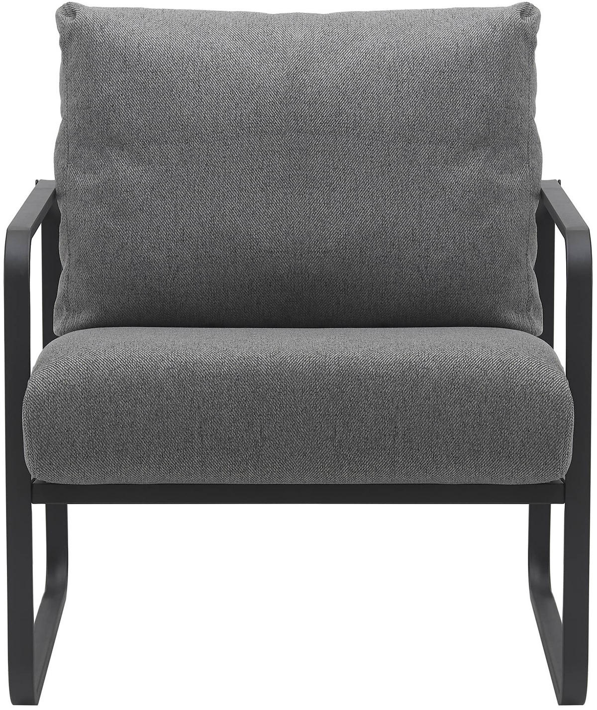 SESSEL Stoff dunkelgrau - Dunkelgrau/Schwarz, Textil/Metall (70/82/74cm) - CLP