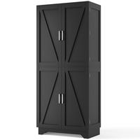 HIGHBOARD DE-38731 80/40/180 cm 4 Scheunentor-Türen und Weinregal Schwarz - Schwarz, Holzwerkstoff (80/180/40cm) - ComfortXL