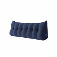 RÜCKENKISSEN für Bett Kord Dunkelblau 180 cm - Dunkelblau, Textil (50/180cm) - Vercart