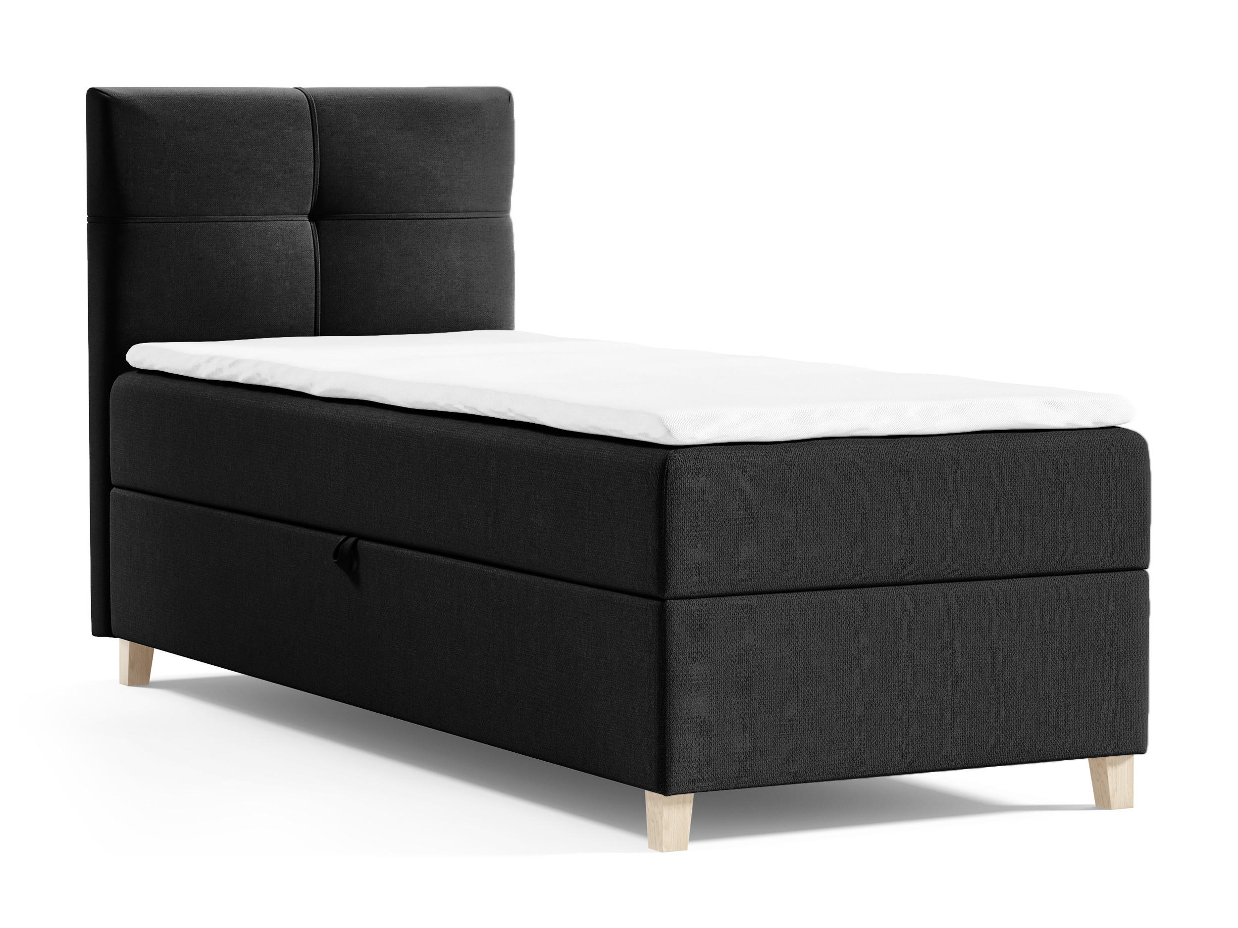 BOXBETT Candy Mini - 90x200 - schwarz (Soro 100, Chenille) - Beige/Schwarz, Holz/Holzwerkstoff (90/200cm) - Sofnet
