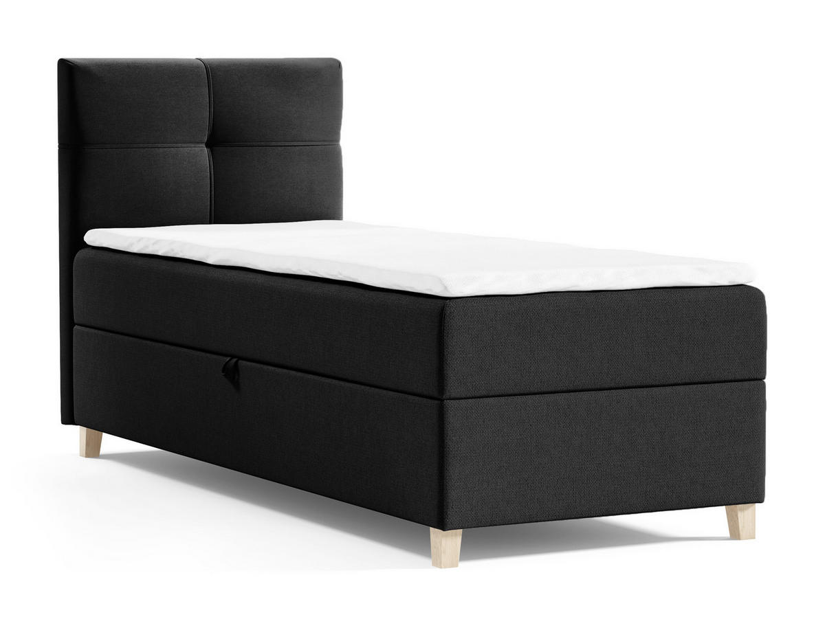 BOXBETT Candy Mini - 100x200 - schwarz (Soro 100, Chenille) - Beige/Schwarz, Holz/Holzwerkstoff (100/200cm) - Sofnet
