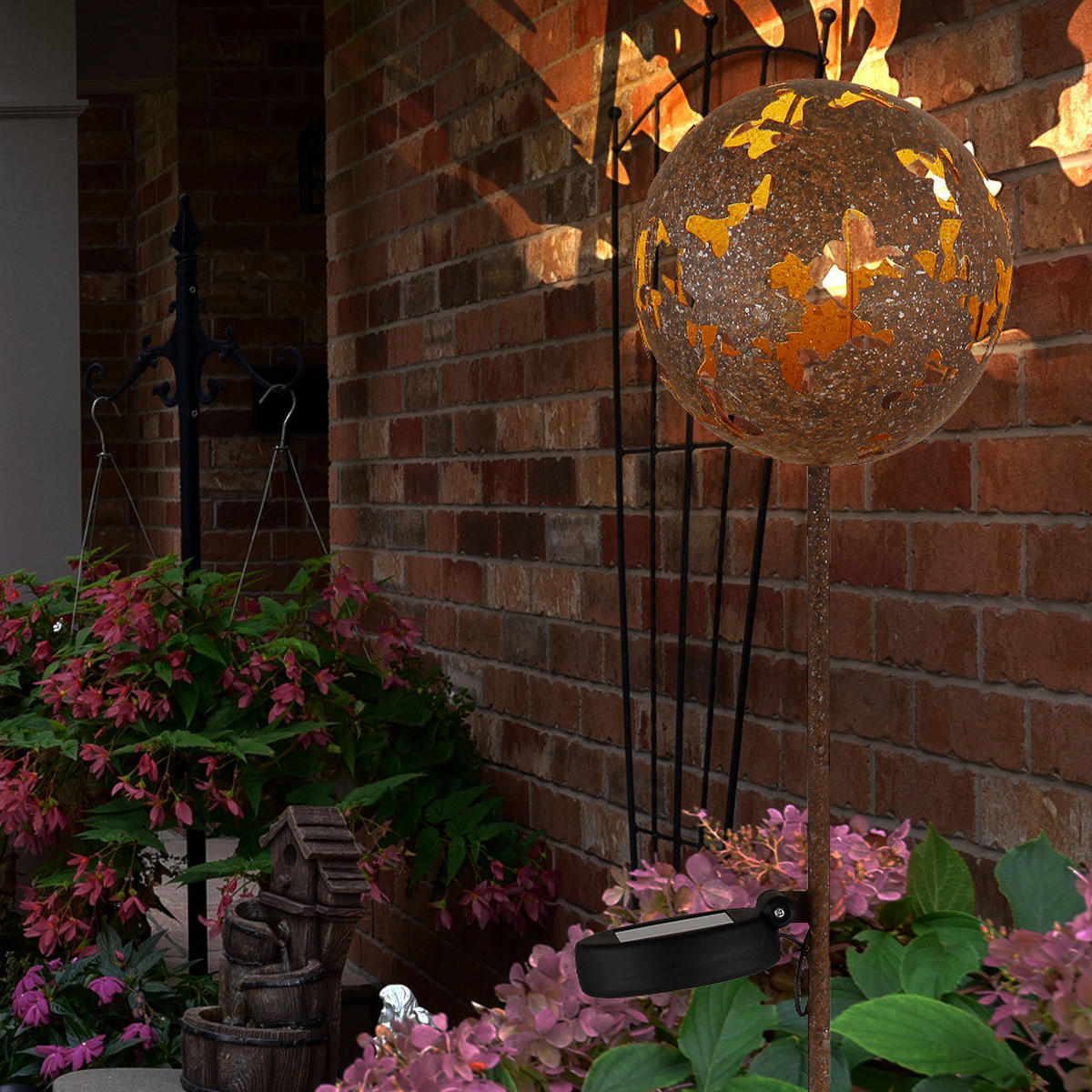 LED AUSSENLEUCHTE Metall Rostoptik Braun - Braun, Metall (12/12/91.5cm) - Globo Lighting