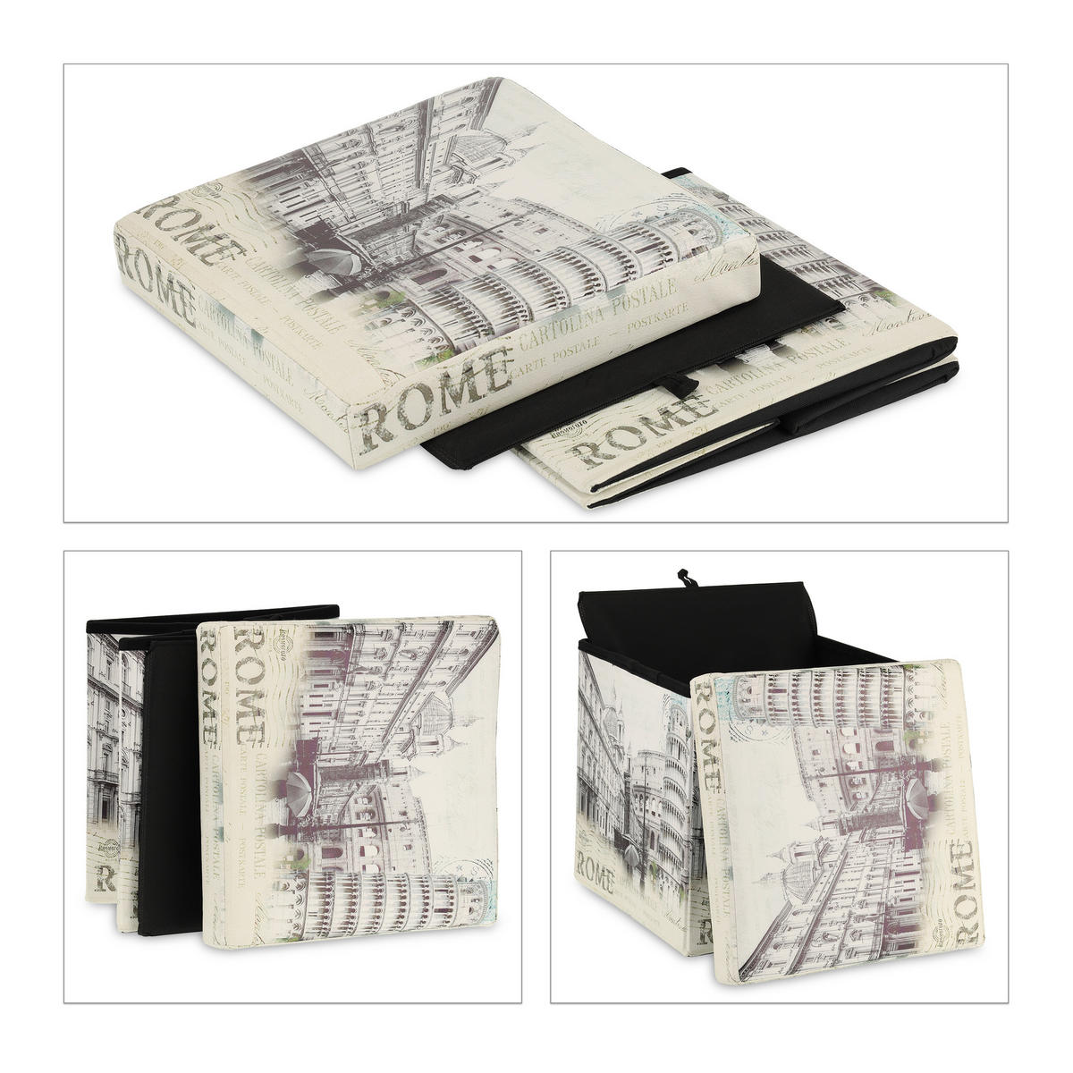 SITZHOCKER - Weiß, Holzwerkstoff/Kunststoff (37.5/38/37.5cm) - Relaxdays