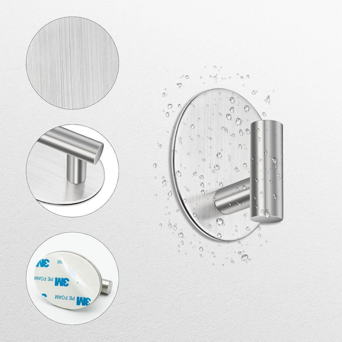 KLEBEHAKEN Edelstahl 4er Set Silber - Silberfarben, Metall (4.5/3/6cm)