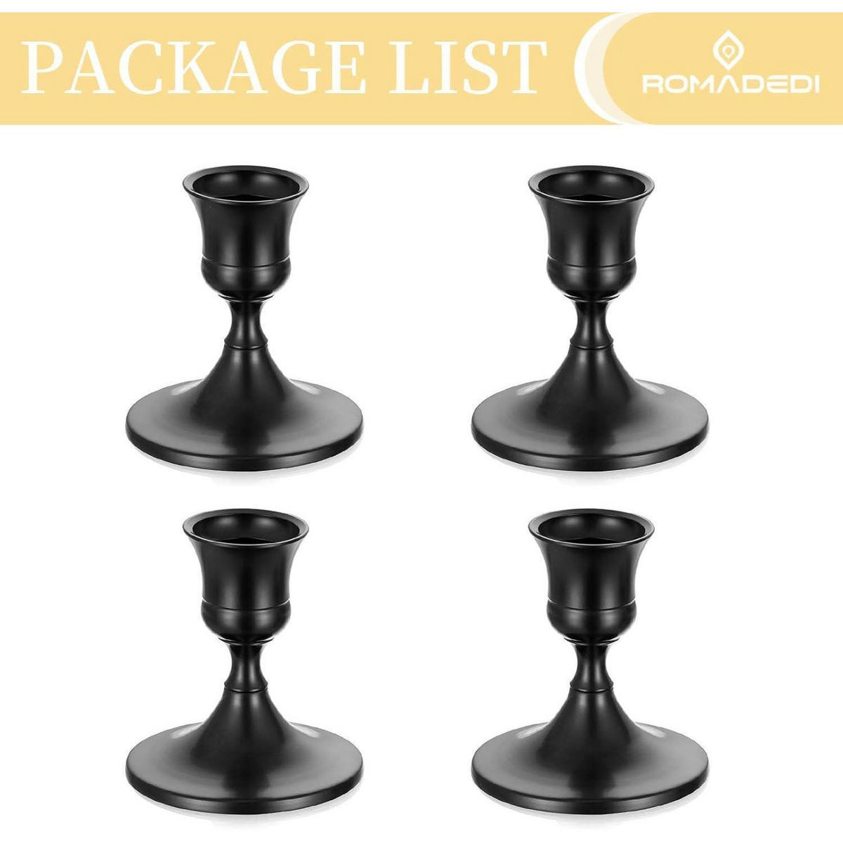 KERZENSTÄNDER 4er Set Schwarz Metall 7,5 cm - Schwarz, Metall (5/5/10cm)