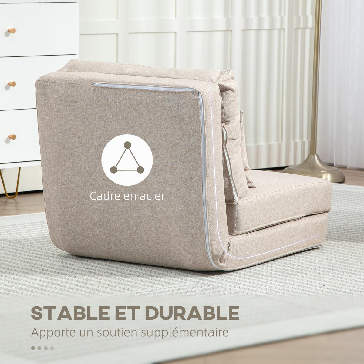 SCHLAFSESSEL DE-14580 5-fach verstellbar mit Kissen Beige - Beige, Textil (80/56/60cm) - ComfortXL