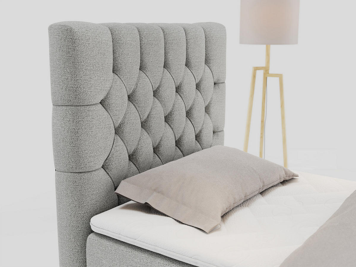 BOXBETT PERA 90/200 Hellgrau Struktur - H3 - Links Seite - Hellgrau, Holz/Textil (90/200cm) - MKS