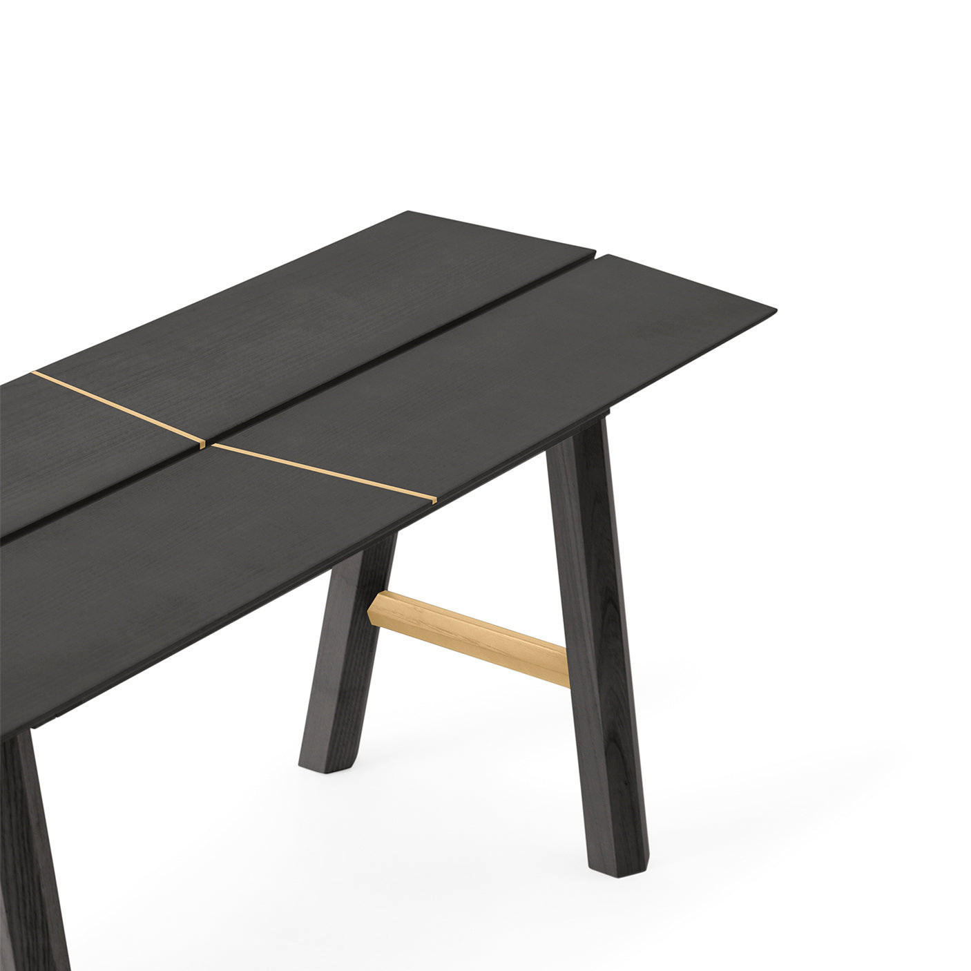 BANK Savia mit goldenen Details - Goldfarben/Schwarz, Holz (102/45/36cm) - Woodendot