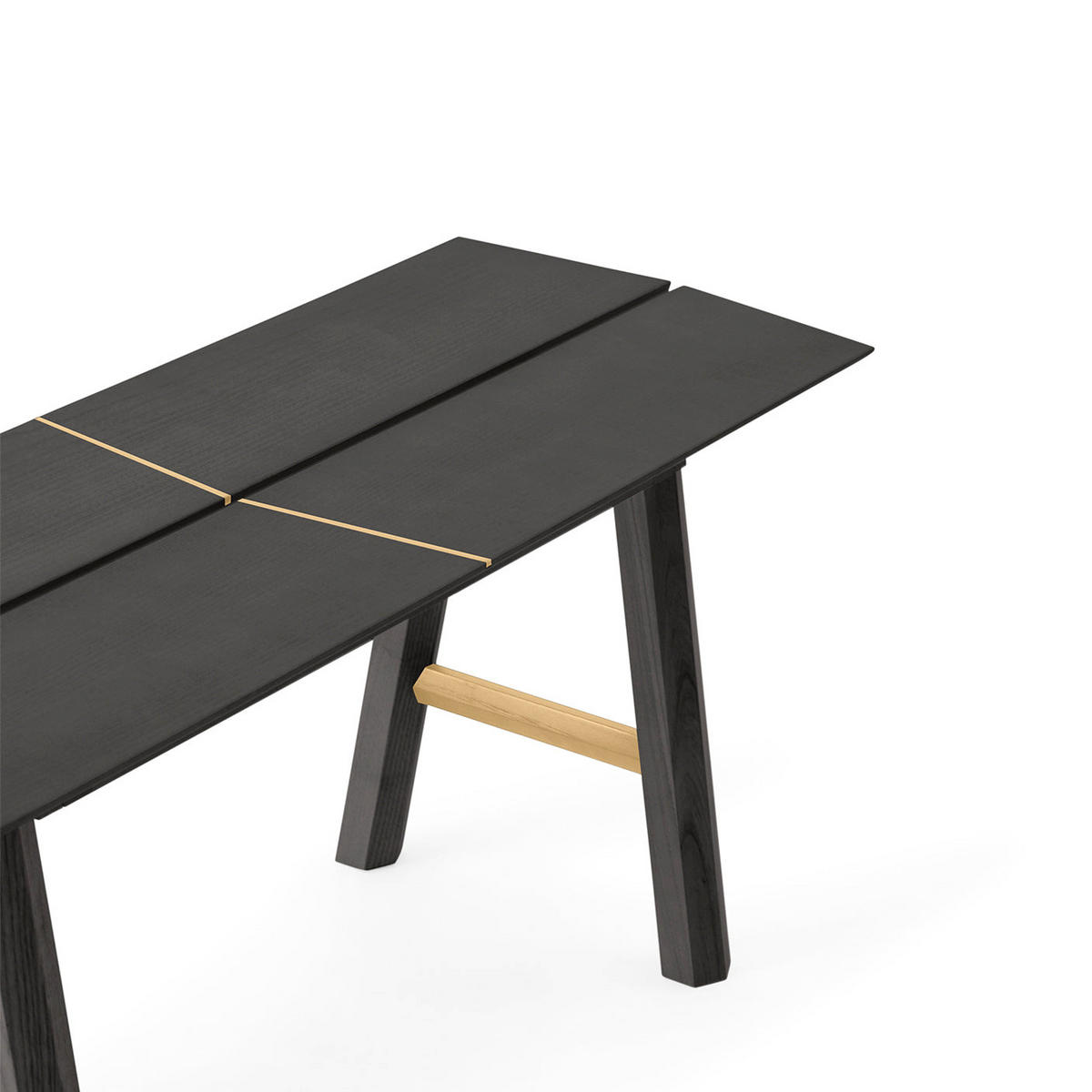 BANK Savia mit goldenen Details - Goldfarben/Schwarz, Holz (102/45/36cm) - Woodendot