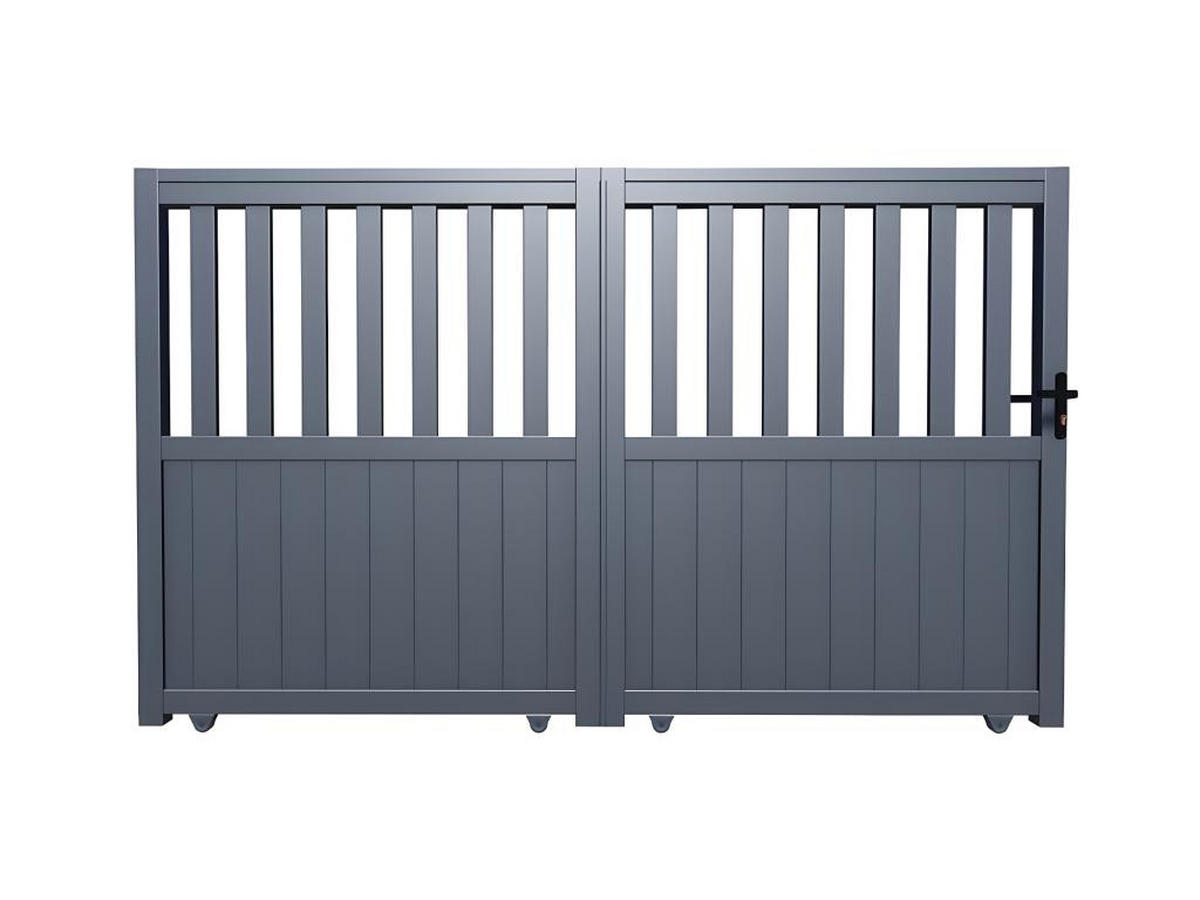 SCHIEBETOR - 384.8cm x 4.5cm - PVC - anthrazitgrau - TARNOS II - Anthrazit, Kunststoff (384.8/140cm) - Vente-Unique