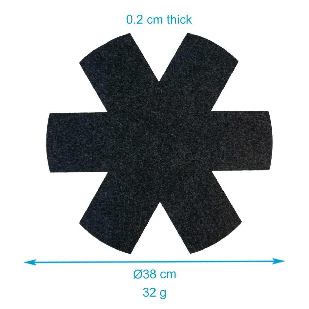 PFANNENSCHUTZ 6er-Set 38 / 38 / 0.2 cm - Grau, Textil (38/0.2/38cm) - Intirilife