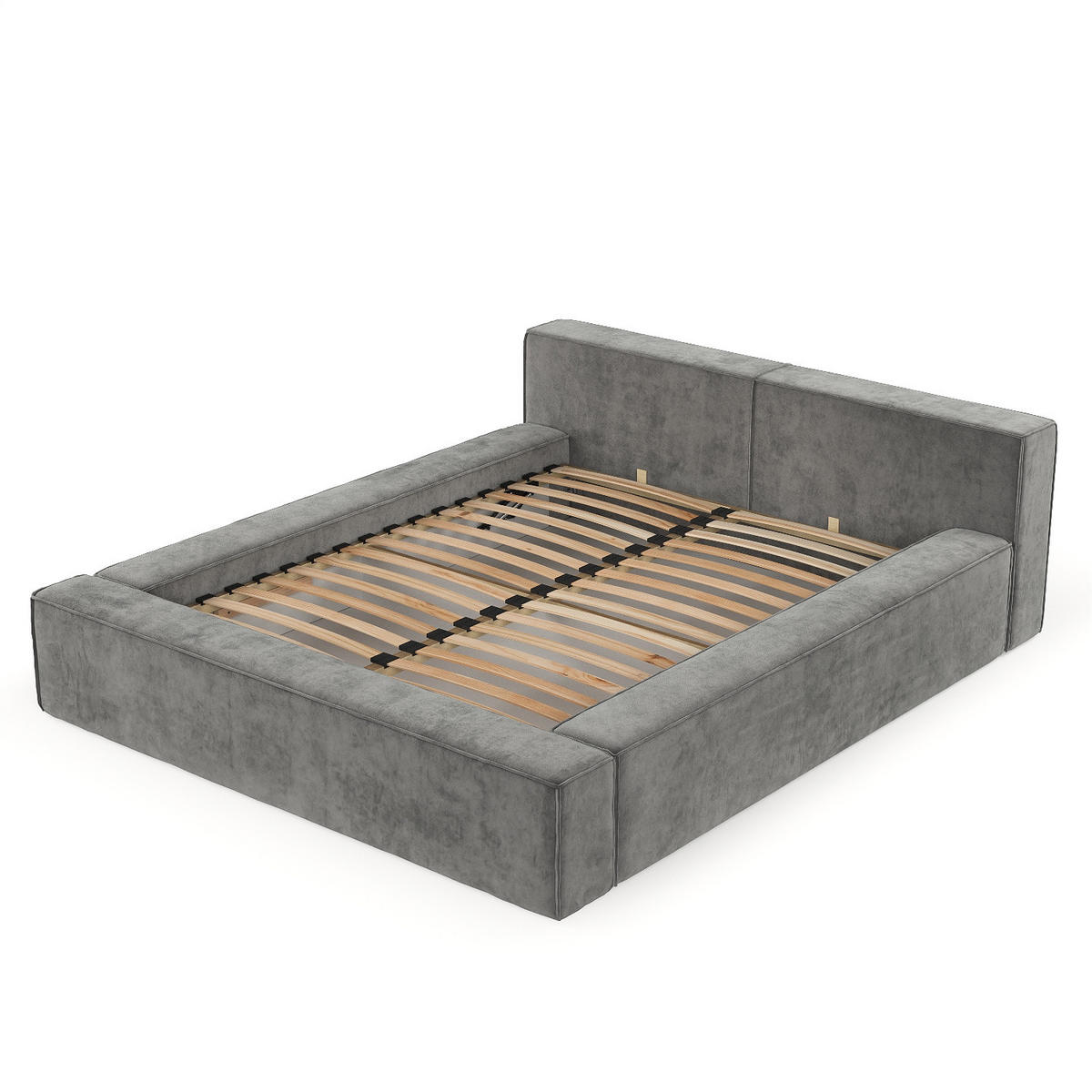POLSTERBETT Casto mit Stauraum 200/200 cm Grau im Terra NW Stoff - Schwarz/Naturfarben, Holz/Holzwerkstoff (200/200cm) - AltaBeds