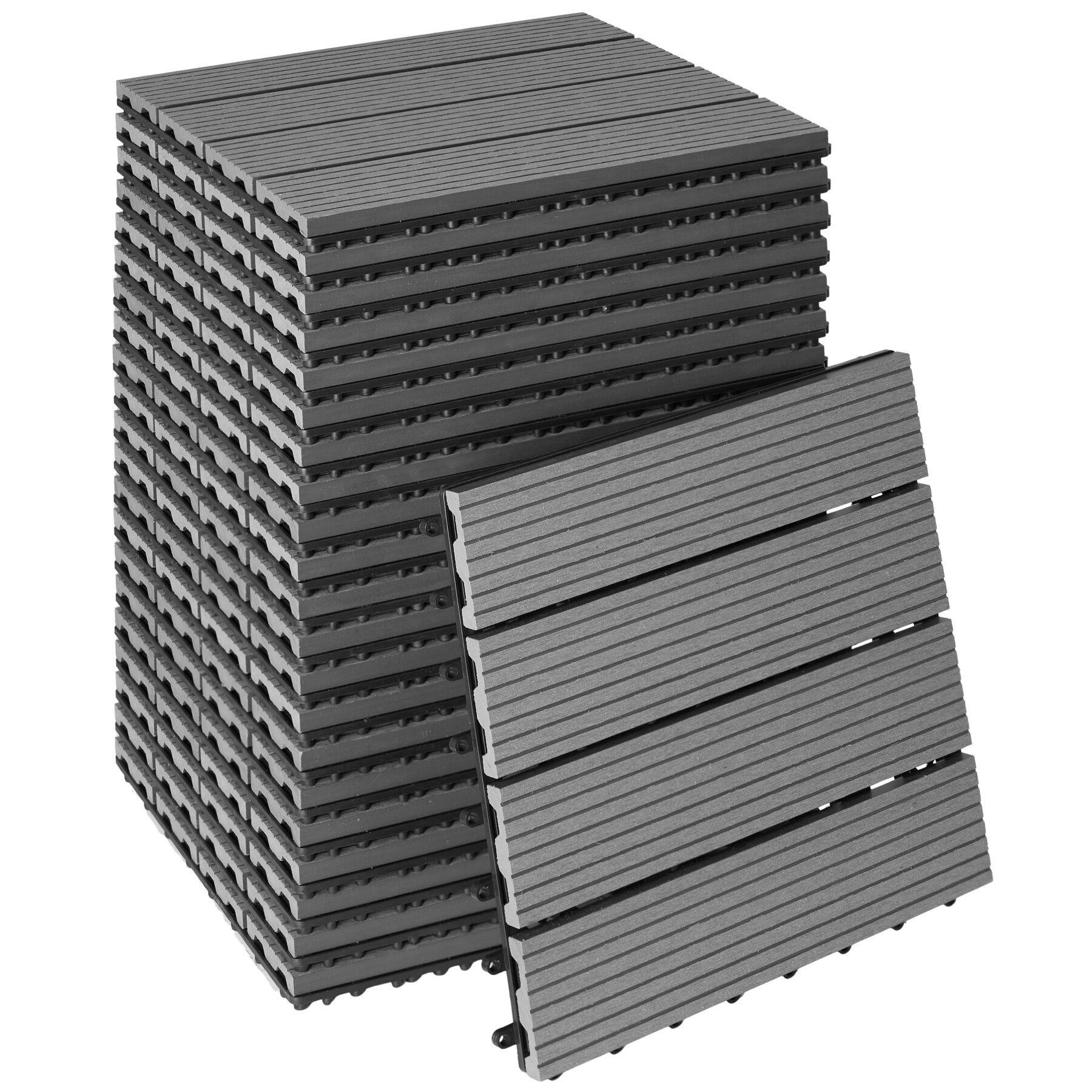TERRASSENFLIESEN Tegulas,31 x 31 x 2,2 cm,grau - Grau, Kunststoff (31/31/2.2cm) - tectake