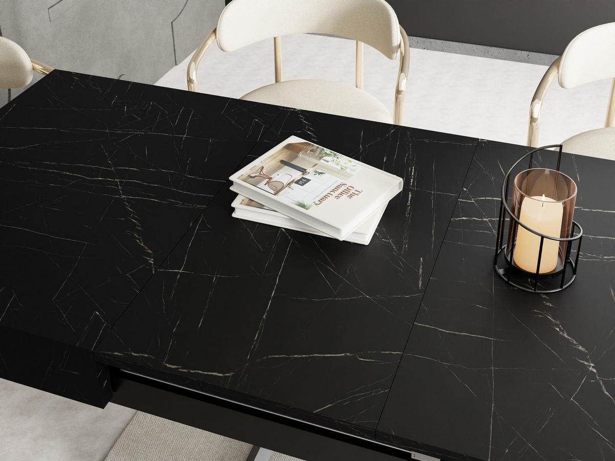 COUCHTISCH Cavetta X höhenverstellbar ausziehbar, Marmor Schwarz 120-200/80/27-76 cm - Anthrazit/Schwarz, Holzwerkstoff/Metall (80/120/76cm) - WFL GROUP