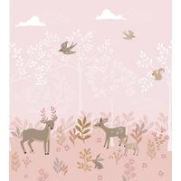 FOTOTAPETE Hirsche 250 x 279 cm - Pink, Papier (250/279cm) - ESTAhome
