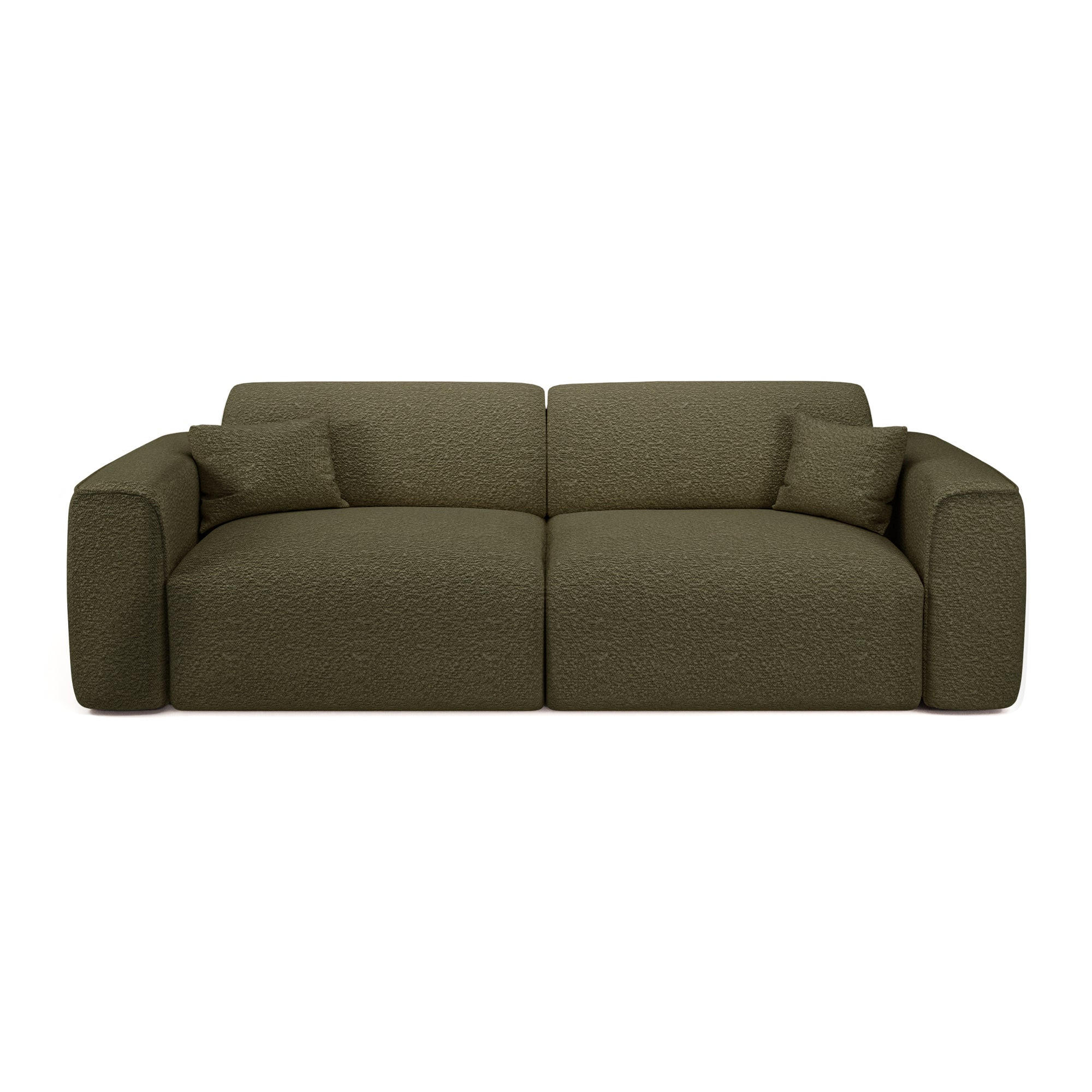SCHLAFSOFA GERADE Bouclé-Stoff Olivgrün 240cm - Olivgrün, Textil (240/73/97cm) - Sia Home