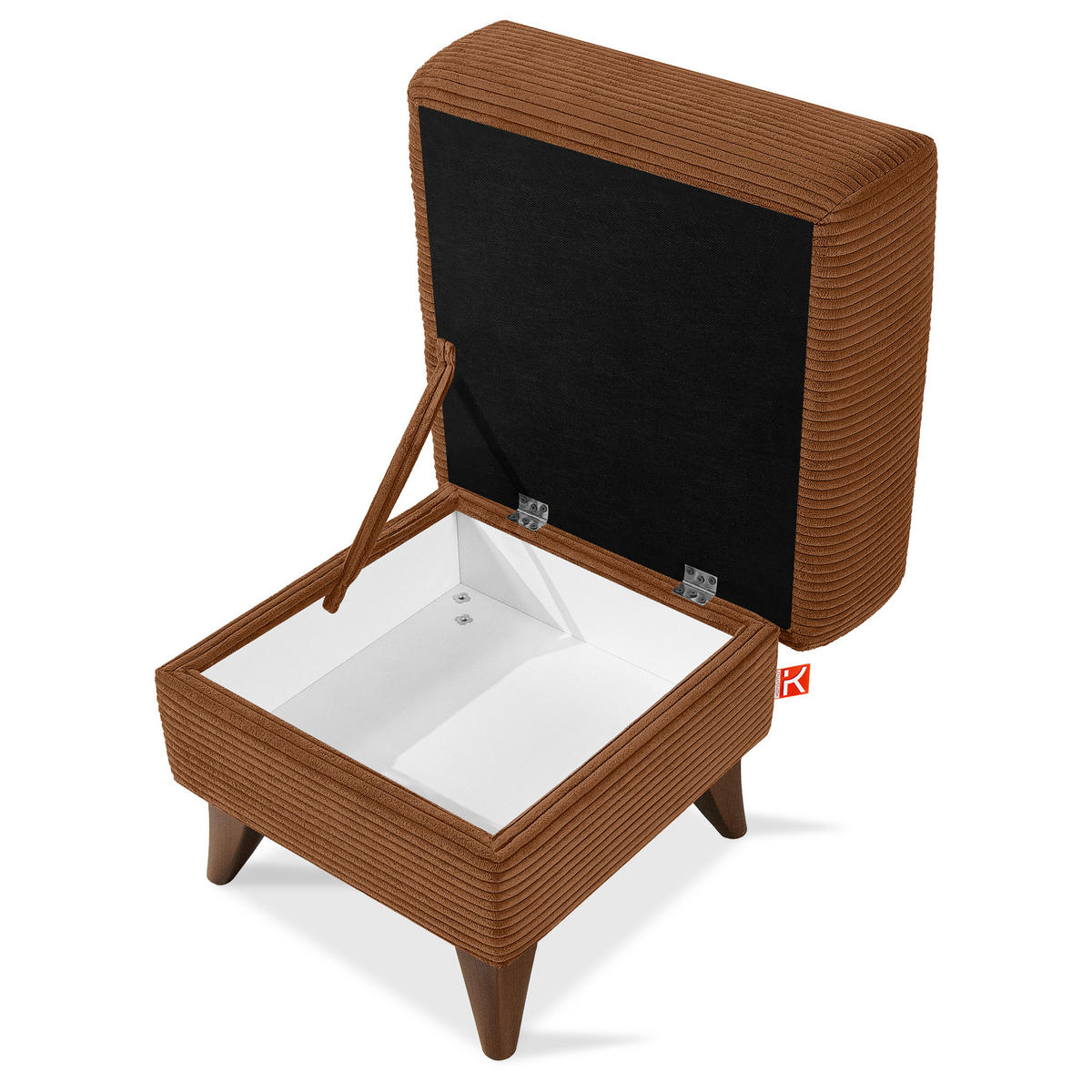 FUẞSTÜTZE GUSTAVO II, Rostbraun - Rotbraun/Braun, Holz/Holzwerkstoff (53/49/53cm) - KONSIMO®