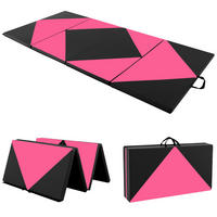 SPORTMATTE Rosa - Pink/Schwarz, Leder (120/240cm) - COSTWAY