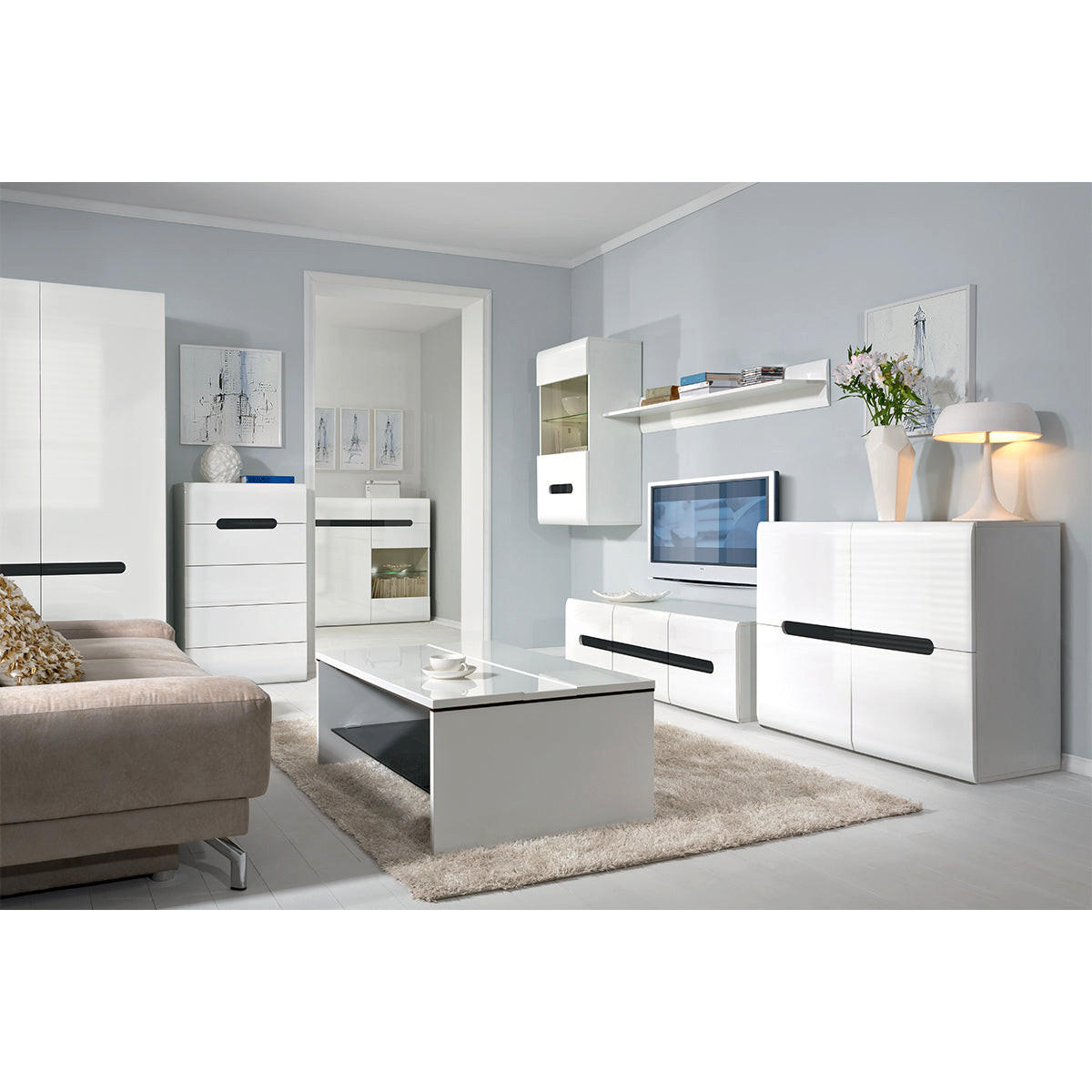 TV-MÖBEL Darrel Weiß - Weiß, Holzwerkstoff (150/43/47cm) - Petits-meubles