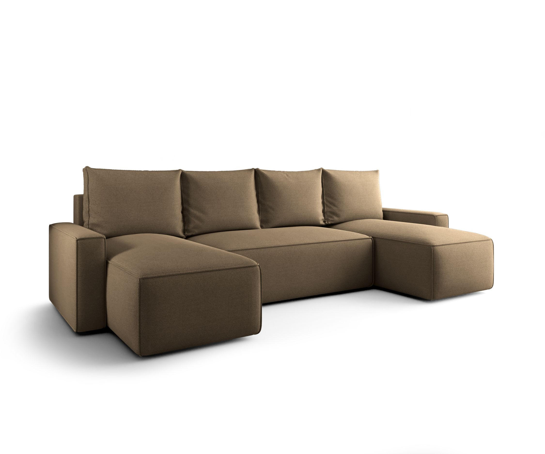WOHNLANDSCHAFT mit Schlaffunktion SAVIO U Curio 20 - Braun, Textil (300/75/140cm) - Bedante