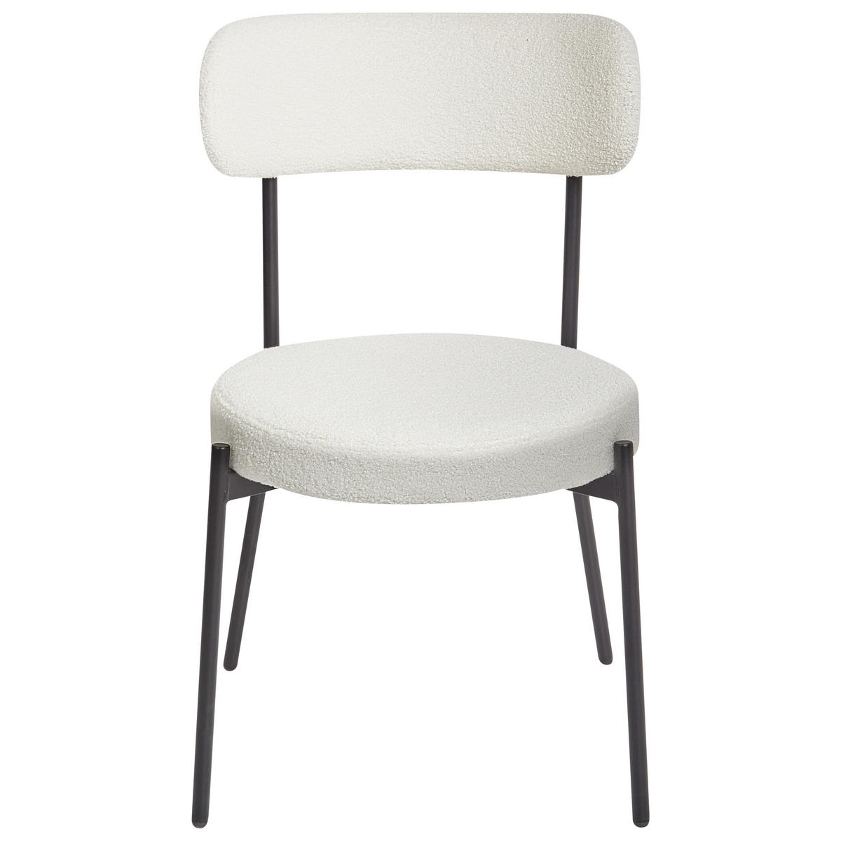 ESSZIMMERSTUHL 2er-Set Bouclé Weiß Allison - Schwarz/Weiß, Textil (47/77/52cm) - Beliani